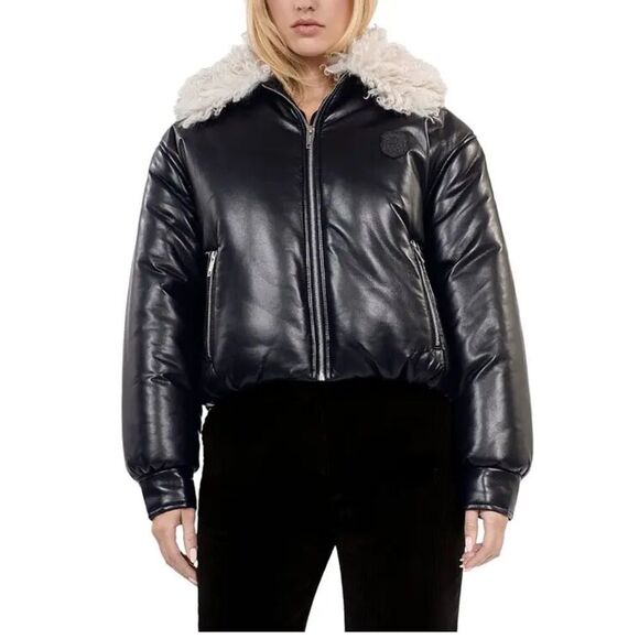 $715 THE KOOPLES Faux Leather Puffer Jacket NWT LARGE - Picture 12 of 13